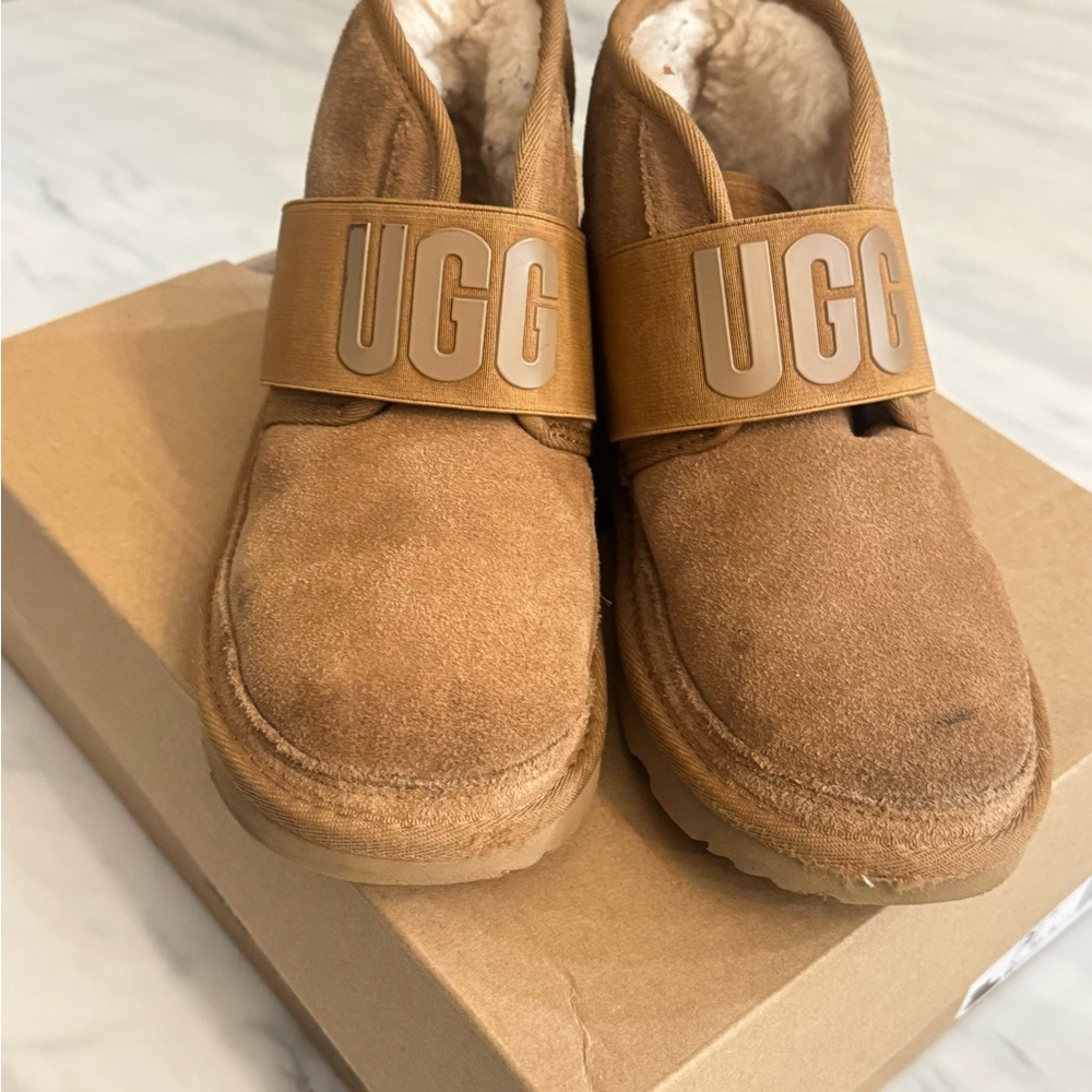 UGG Kids Tan Boots with Logo Strap